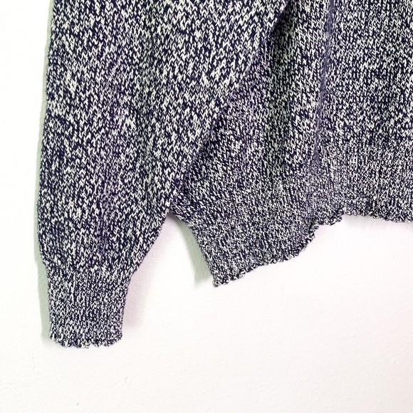 J. Crew Vtg 90s Cotton Roll Crew Neck Sweater L Navy Blue White Speckle India - Picture 7 of 7